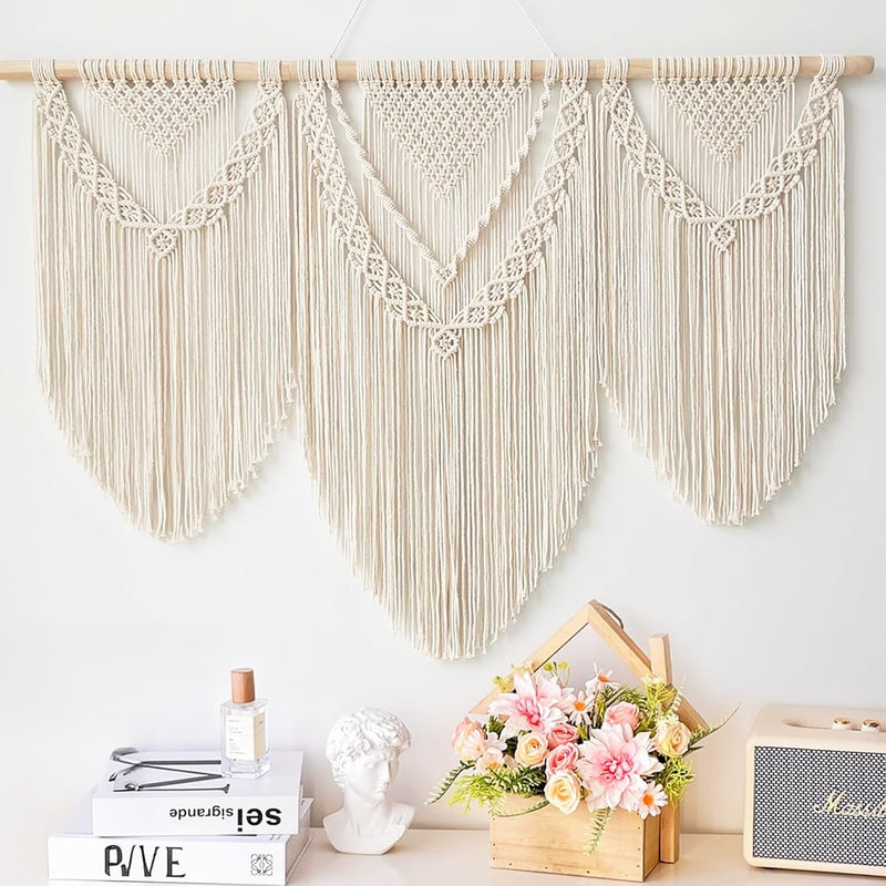 Model I Grote macramé wandhanger ter decoratie - Boho Geweven Wandkleed en Wanddecoratie - 110x82cm Hibisaws