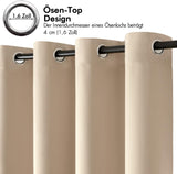 Set van 2 Beige gordijnen met Ringen voor woon- en slaapkamer - Diverse maten MIULEE