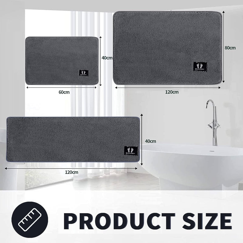 Antislip absorberende badmat - Diverse maten - Grijs, RTBQJ-AT
