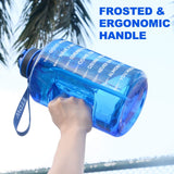 Sportwaterfles met drinktijden en rietje 3,78L/2,2L - Blauw - ETDW