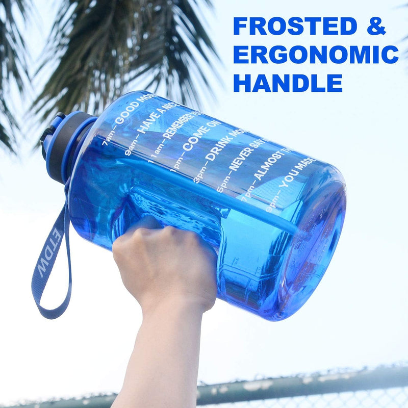 Sportwaterfles met drinktijden en rietje 3,78L/2,2L - Blauw - ETDW