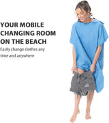 Surfponcho Omkleedhulp Strand voor Dames, Heren, Volwassenen en Tieners – Ultralichte en Sneldrogende Badponcho / Handdoekponcho van Microvezel –  (Blauw) - MOKANI