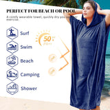 Microvezel badstof surfponcho voor volwassenen (uniseks) – badponcho/badjas voor sauna, dames en heren –  Blauw Kato Tirrinia