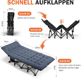 ATORPOK SHOP Campingbed - opklapbaar logeerbed tot 200 kg, extra breed vouwbed - Blauw, kussens
