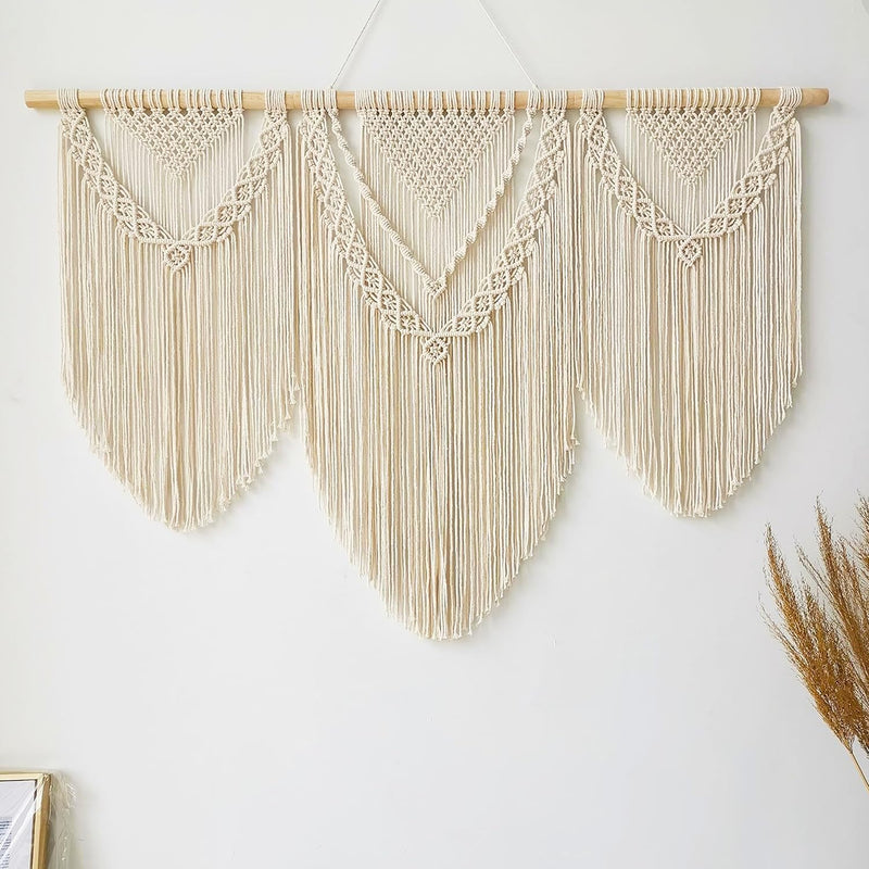 Model I Grote macramé wandhanger ter decoratie - Boho Geweven Wandkleed en Wanddecoratie - 110x82cm Hibisaws
