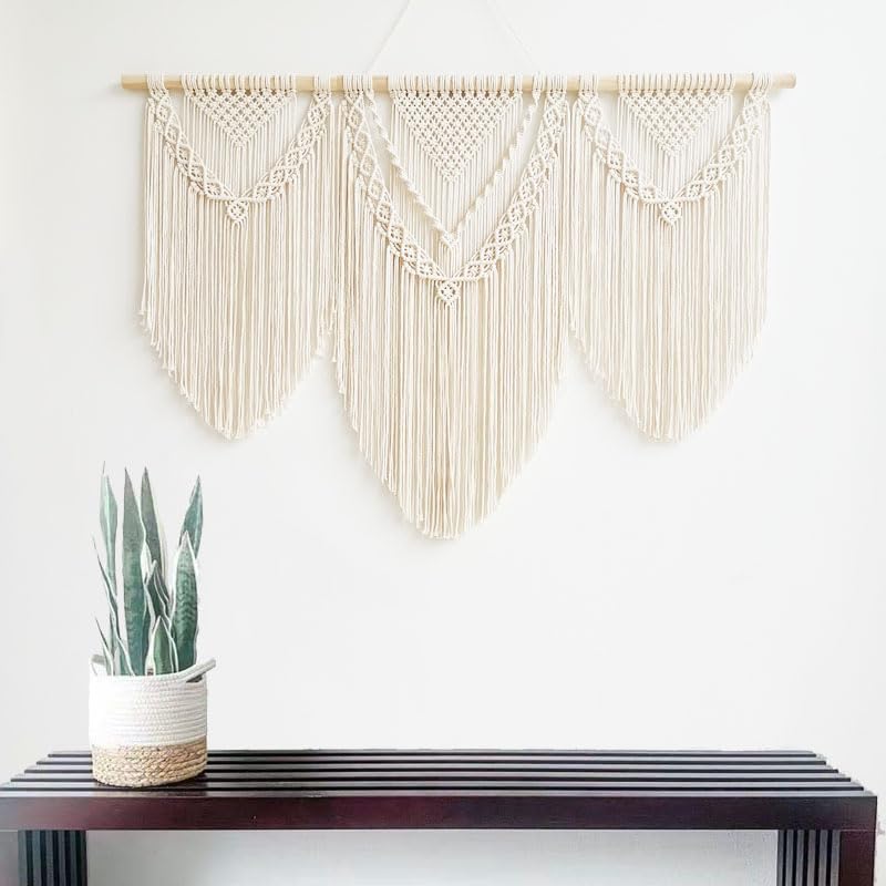 Model I Grote macramé wandhanger ter decoratie - Boho Geweven Wandkleed en Wanddecoratie - 110x82cm Hibisaws