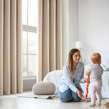 Set van 2 Beige gordijnen met Ringen voor woon- en slaapkamer - Diverse maten MIULEE