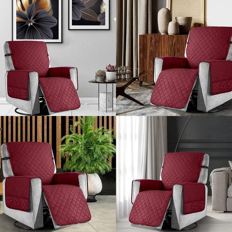 Fauteuilbeschermer Armstoelbeschermer met zakken, 1 Zits - Bordeaux- YancLife