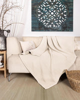 Premium Mousseline Sprei – 100% Katoen – Extra Zachte Katoenen Deken als Knuffeldeken, Bedsprei – Warme Woondeken in verschillende maten (Beige) - LAYNENBURG