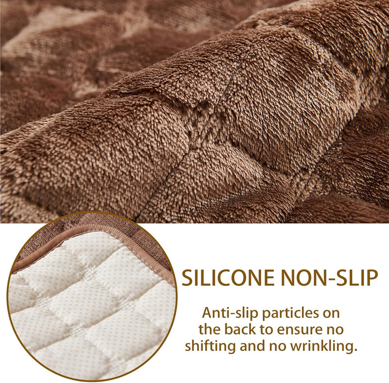 Premium beschermhoes voor fauteuil en tv-stoel-  met zakken en elastische band - bruin, 1 zit (53 x 190 cm) SEMGABO