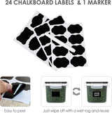 Set van 12 opbergcontainers  - 0,8 L, voor ontbijtgranen en vers voedsel - BPA-vrij kunststof, inclusief 24 labels - Zwart Vtopmart