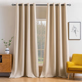 Set van 2 Beige gordijnen met Ringen voor woon- en slaapkamer - Diverse maten MIULEE
