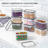 Set van 12 opbergcontainers  - 0,8 L, voor ontbijtgranen en vers voedsel - BPA-vrij kunststof, inclusief 24 labels - Zwart Vtopmart