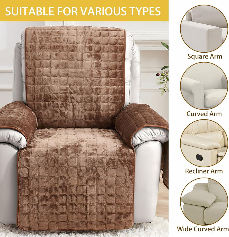 Premium beschermhoes voor fauteuil en tv-stoel-  met zakken en elastische band - bruin, 1 zit (53 x 190 cm) SEMGABO