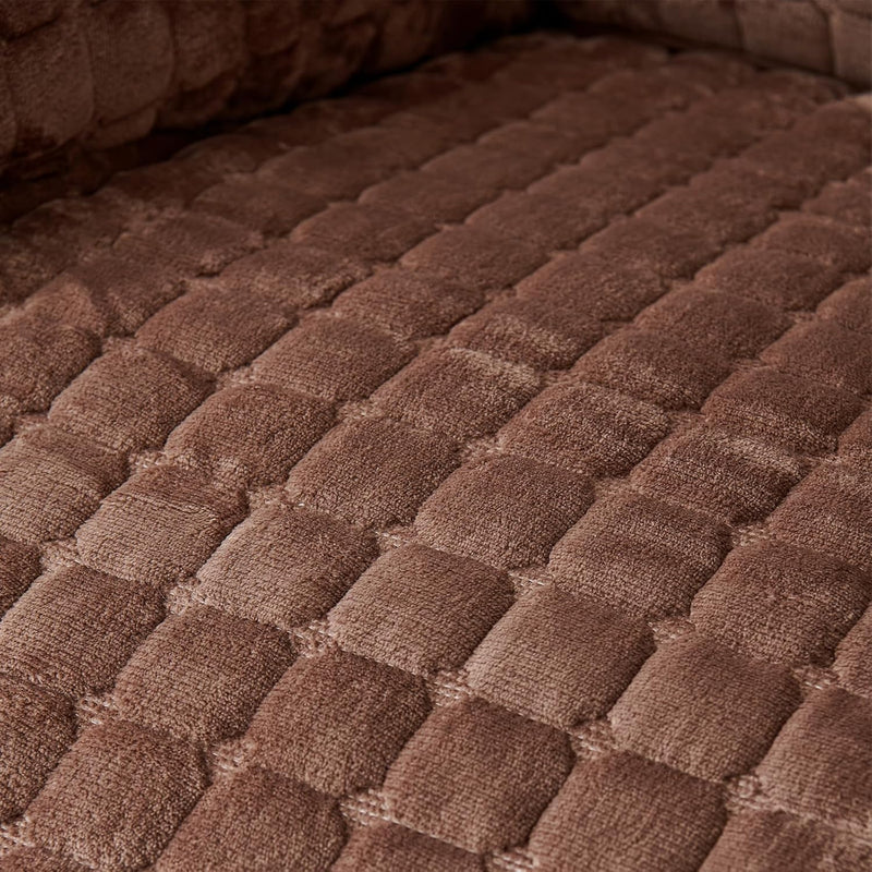 Premium beschermhoes voor fauteuil en tv-stoel-  met zakken en elastische band - bruin, 1 zit (53 x 190 cm) SEMGABO