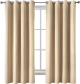 Set van 2 Beige gordijnen met Ringen voor woon- en slaapkamer - Diverse maten MIULEE