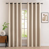 Set van 2 Beige gordijnen met Ringen voor woon- en slaapkamer - Diverse maten MIULEE