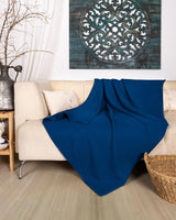 Premium Mousseline Sprei – 100% Katoen – Extra Zachte Katoenen Deken als Knuffeldeken, Bedsprei – Warme Woondeken in verschillende maten (Blauw) - LAYNENBURG