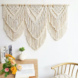 Model II Grote macramé wandhanger ter decoratie - Boho Geweven Wandkleed en Wanddecoratie - 110x82cm Hibisaws