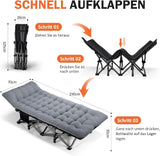 ATORPOK SHOP Campingbed - opklapbaar logeerbed tot 200 kg, extra breed vouwbed - Grijs, kussens