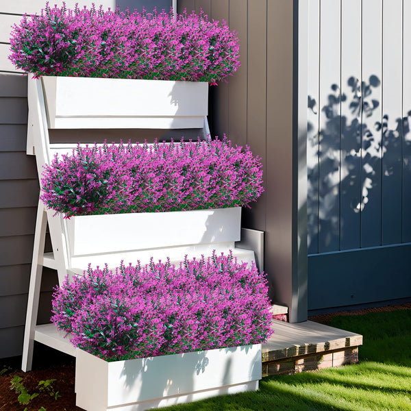 12 Bossen Fuchsia Lavendel - Fuchsia Weersbestendige Bosjes Kunstplanten als decoratie - Kinisty