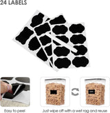 Set van 12 opbergcontainers - 1,6 L, ontbijtgranen- en voedselcontainers - BPA-vrij, inclusief 24 labels - Zwart - Vtopmart