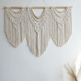 Model III Grote macramé wandhanger ter decoratie - Boho Geweven Wandkleed en Wanddecoratie - 110x82cm Hibisaws