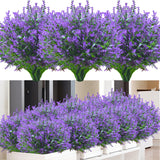 12 Bossen Paarse Lavendel - Fuchsia Weersbestendige Bosjes Kunstplanten als decoratie - Kinisty