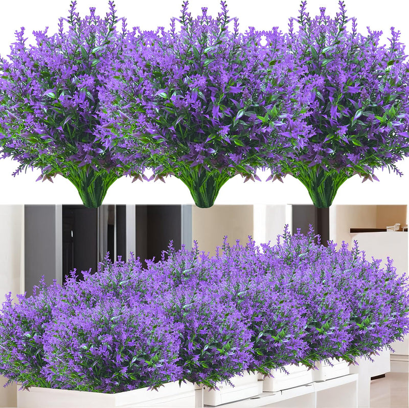 12 Bossen Paarse Lavendel - Fuchsia Weersbestendige Bosjes Kunstplanten als decoratie - Kinisty
