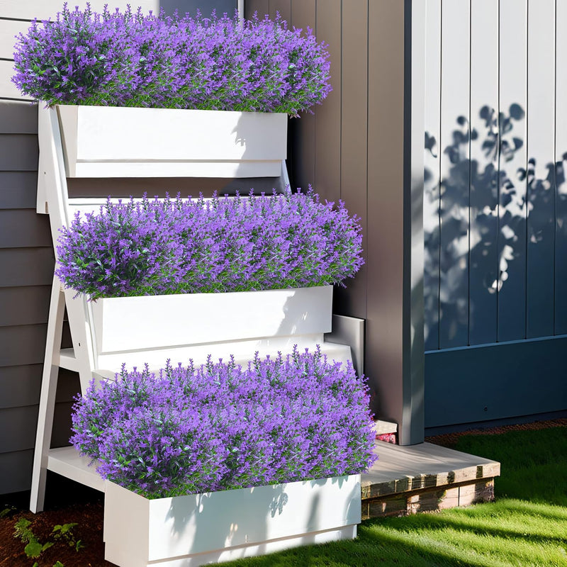 12 Bossen Paarse Lavendel - Fuchsia Weersbestendige Bosjes Kunstplanten als decoratie - Kinisty