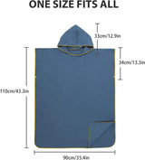Surfponcho Omkleedhulp Strand voor Dames, Heren, Volwassenen en Tieners – Ultralichte en Sneldrogende Badponcho / Handdoekponcho van Microvezel –  (Donkerblauw) - MOKANI