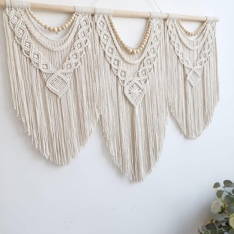 Model III Grote macramé wandhanger ter decoratie - Boho Geweven Wandkleed en Wanddecoratie - 110x82cm Hibisaws