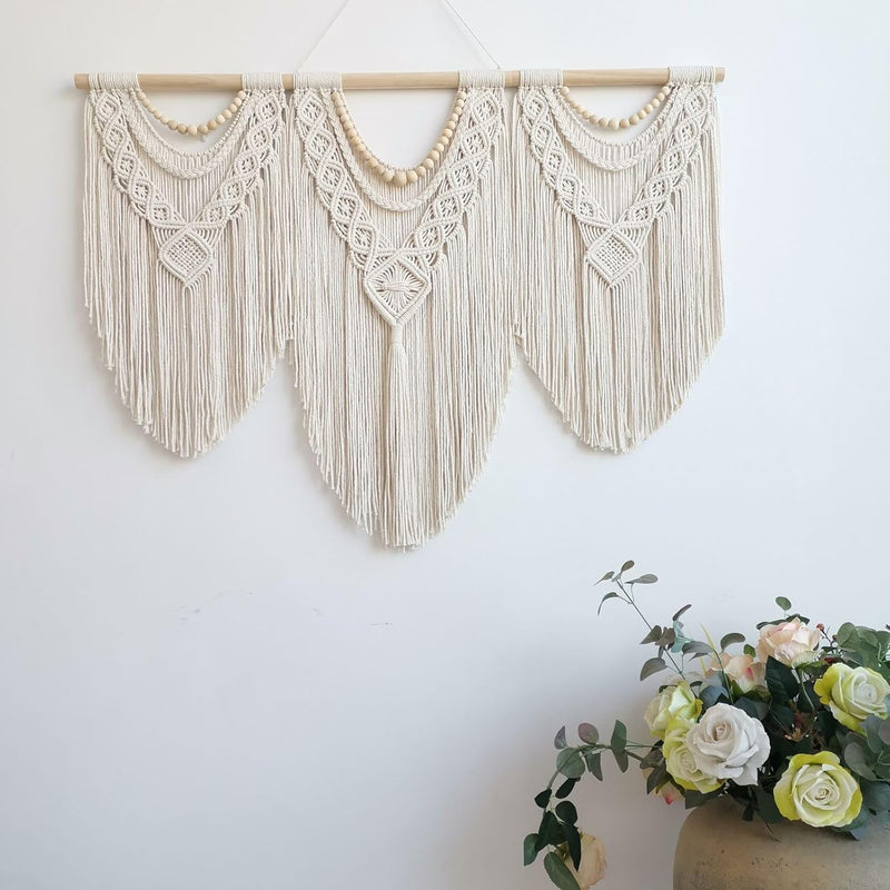 Model III Grote macramé wandhanger ter decoratie - Boho Geweven Wandkleed en Wanddecoratie - 110x82cm Hibisaws