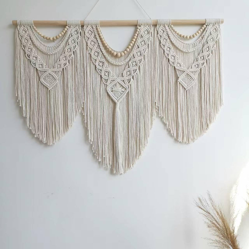 Model III Grote macramé wandhanger ter decoratie - Boho Geweven Wandkleed en Wanddecoratie - 110x82cm Hibisaws