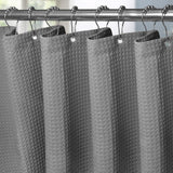 Wafeldouchegordijn met metalen ringen - textiel badgordijn, waterdicht douchegordijn - grijs - VANZAVANZU