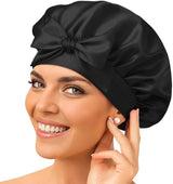 Zijden slaapmuts – 100% moerbeizijde slaapcap, ademend en verstelbaar met elastische band - Zwart