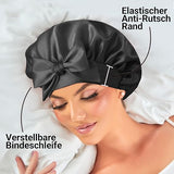 Zijden slaapmuts – 100% moerbeizijde slaapcap, ademend en verstelbaar met elastische band - Zwart