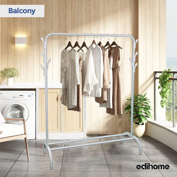 Kledingrek, kledingroede, 118 x 148 x 39 cm - Inclusief schoenenrek - Wit edihome