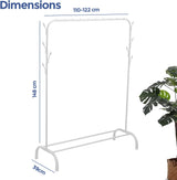 Kledingrek, kledingroede, 118 x 148 x 39 cm - Inclusief schoenenrek - Wit edihome