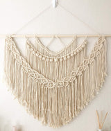 Wandkleed Macramé voor boven het hoofdeinde - Beige Wandkleed – 90x80cm HommomH