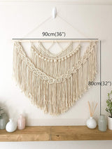 Wandkleed Macramé voor boven het hoofdeinde - Beige Wandkleed – 90x80cm HommomH