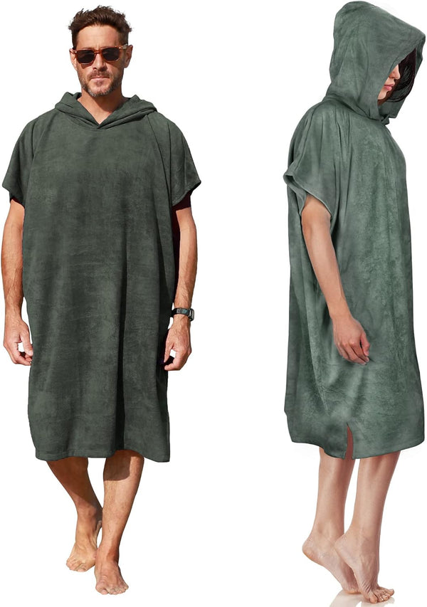 Microvezel badstof surfponcho voor volwassenen (uniseks) – badponcho/badjas voor sauna, dames en heren –  Groen Kato Tirrinia