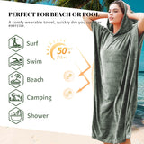 Microvezel badstof surfponcho voor volwassenen (uniseks) – badponcho/badjas voor sauna, dames en heren –  Groen Kato Tirrinia