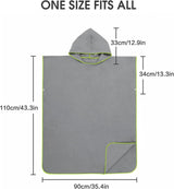 Surfponcho Omkleedhulp Strand voor Dames, Heren, Volwassenen en Tieners – Ultralichte en Sneldrogende Badponcho / Handdoekponcho van Microvezel –  (Grijs) - MOKANI