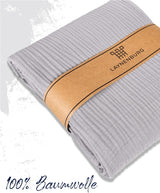 Premium Mousseline Sprei – 100% Katoen – Extra Zachte Katoenen Deken als Knuffeldeken, Bedsprei – Warme Woondeken in verschillende maten (Grijs) - LAYNENBURG