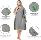 Surfponcho Omkleedhulp Strand voor Dames, Heren, Volwassenen en Tieners – Ultralichte en Sneldrogende Badponcho / Handdoekponcho van Microvezel –  (Grijs) - MOKANI