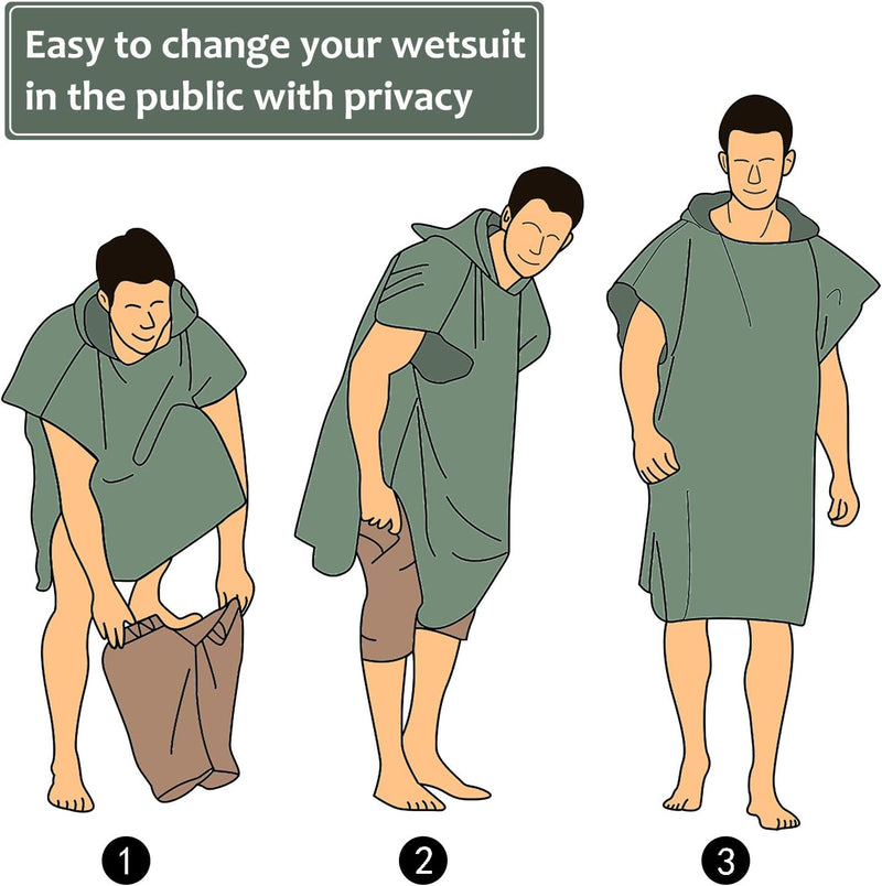 Microvezel badstof surfponcho voor volwassenen (uniseks) – badponcho/badjas voor sauna, dames en heren –  Groen Kato Tirrinia