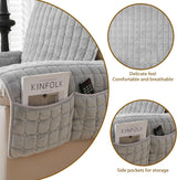 Premium beschermhoes voor fauteuil en tv-stoel-  met zakken en elastische band - grijs, 1 zit (53 x 190 cm) SEMGABO