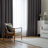 Set van 2 Grijze gordijnen met Ringen voor woon- en slaapkamer - Diverse maten MIULEE