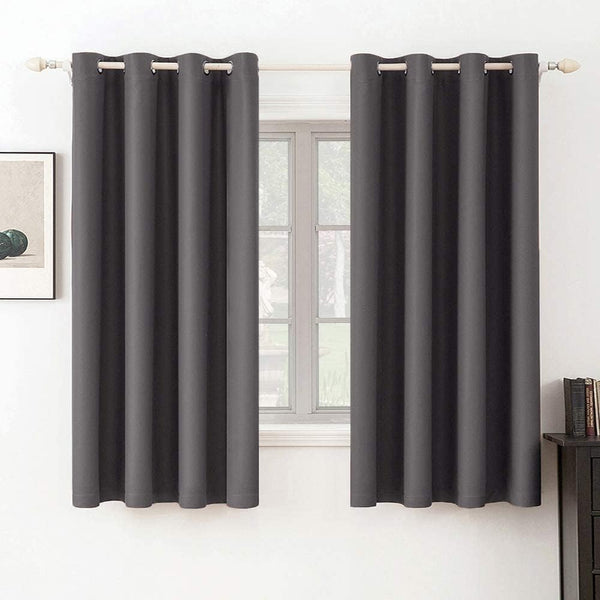 Set van 2 Grijze gordijnen met Ringen voor woon- en slaapkamer - Diverse maten MIULEE
